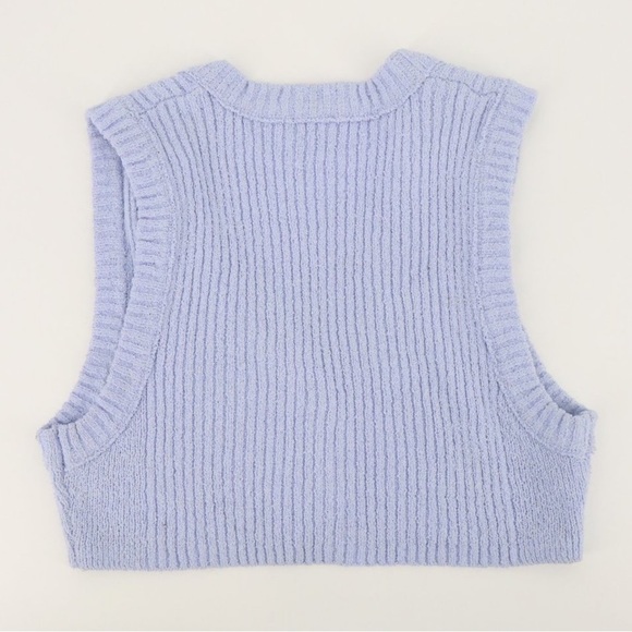 INTIMATELY FREE PEOPLE BABY BLUE COLBY CROPPED SWEATER VEST SIZE MEDIUM - Picture 2 of 3